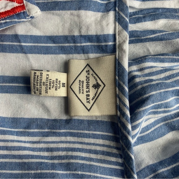 St John’s Bay Striped Floral Embroidered Crop Top size Medium - Picture 6 of 6